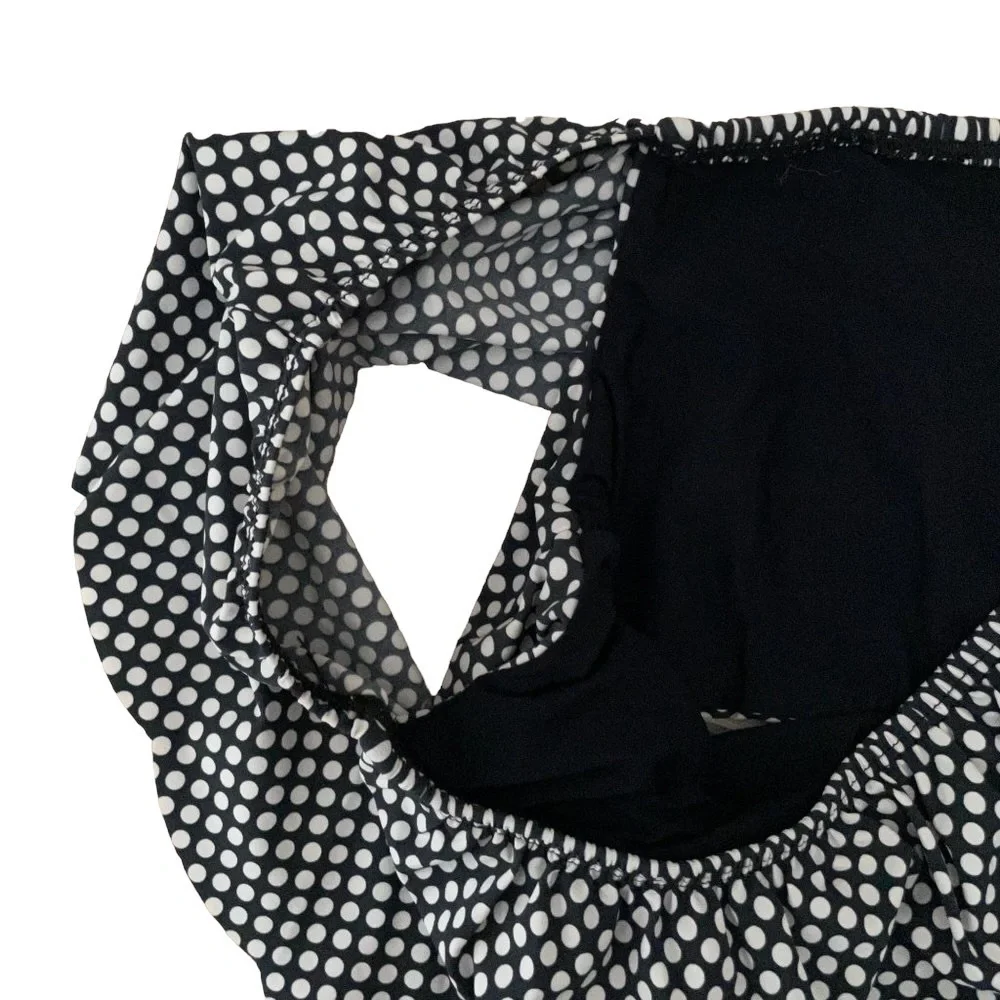 Nightcap Off Shoulder Ruffle Bikini Top Polka Dot Black White Size 3 M